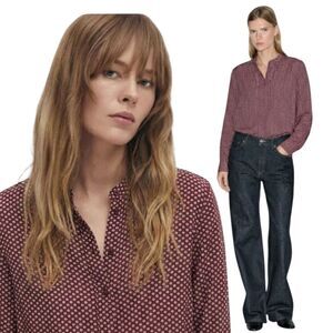 Massimo Dutti silk blend burgundy shirt size Large